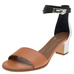 Hermes Tricolor Leather Manege Ankle Wrap Sandals Size 37.5