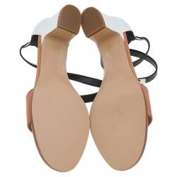 Hermes Tricolor Leather Manege Ankle Wrap Sandals Size 37.5