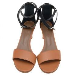 Hermes Tricolor Leather Manege Ankle Wrap Sandals Size 37.5