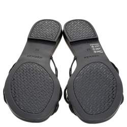 Pre Owned صندل فلات هيرمس دانكر شايني ريفاغ مطاط أسود مقاس 36