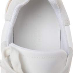 Hermes White/Grey Fabric And Suede Miles Lace Up Sneakers Size 39