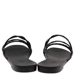 Hermes Black Rubber D'ancre Chaine Rivage Flat Slides Size 39