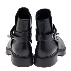 Hermes Black Leather Veo Ankle Boots Size 40