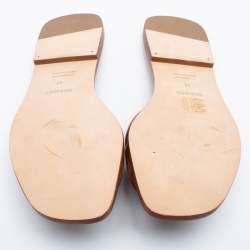 Pre Owned حذاء سلايد فلات هيرمس أوران جلد بني مقاس 41