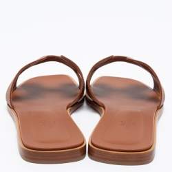 Pre Owned حذاء سلايد فلات هيرمس أوران جلد بني مقاس 41