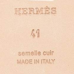 Pre Owned حذاء سلايد فلات هيرمس أوران جلد بني مقاس 41