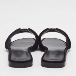 مملوكة مسبقًا Hermes Black Fur Oran  Sandals Size 36