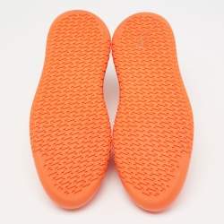Pre Owned Hermes Orange Leather And Neoprene Low Top Sneakers Size 38