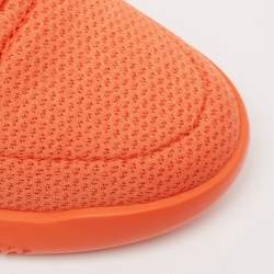 Pre Owned Hermes Orange Leather And Neoprene Low Top Sneakers Size 38