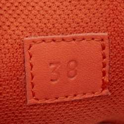 Pre Owned Hermes Orange Leather And Neoprene Low Top Sneakers Size 38