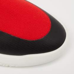 Hermes  Red/Black Fabric And Leather High Top Sneakers Size 37