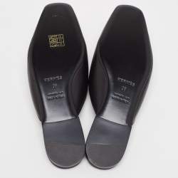 Hermès Black Leather Pointed Toe Mule Size 38