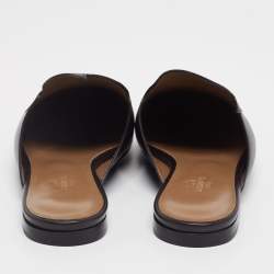 Hermès Black Leather Pointed Toe Mule Size 38