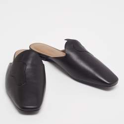 Hermès Black Leather Pointed Toe Mule Size 38