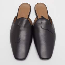 Hermès Black Leather Pointed Toe Mule Size 38