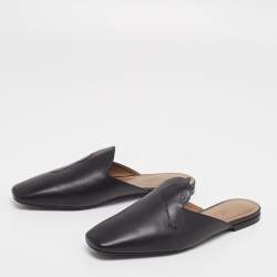 Hermès Black Leather Pointed Toe Mule Size 38