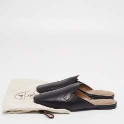 Hermès Black Leather Pointed Toe Mule Size 38