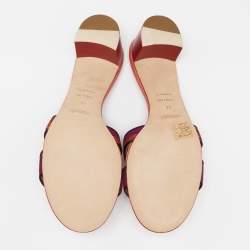 مملوكة مسبقًا Hermes Multicolor Printed Canvas And Leather Oasis Block Heel Slide Sandals Size 41