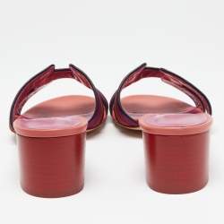 مملوكة مسبقًا Hermes Multicolor Printed Canvas And Leather Oasis Block Heel Slide Sandals Size 41