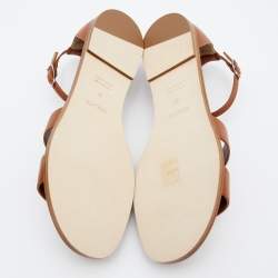 Hermes Brown Leather Santorini Ankle Strap Sandals Size 37