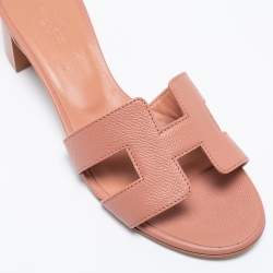Pre Owned Hermès Pink Leather Oasis Sandals Size 36