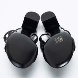 Pre Owned Hermes Black Leather Bikini Slide Sandals Size 36