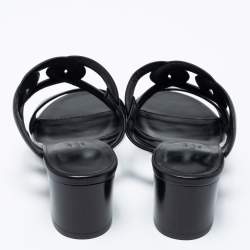 Pre Owned Hermes Black Leather Bikini Slide Sandals Size 36