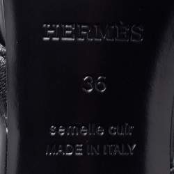 Pre Owned Hermes Black Leather Bikini Slide Sandals Size 36