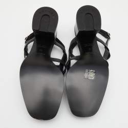 Pre Owned Hermès Black Leather Eve Sandals Size 39