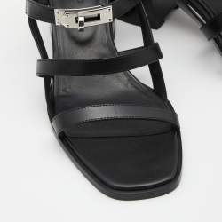 Pre Owned Hermès Black Leather Eve Sandals Size 39