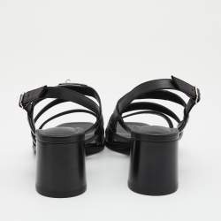 Pre Owned Hermès Black Leather Eve Sandals Size 39