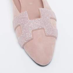 Hermès Pink Suede Roxane Flat Mules  Size 37