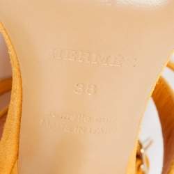 Hermes Alphonso Yellow Suede Cross Ankle Wrap Sandals Size 38