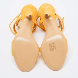 Hermes Alphonso Yellow Suede Cross Ankle Wrap Sandals Size 38