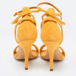 Hermes Alphonso Yellow Suede Cross Ankle Wrap Sandals Size 38