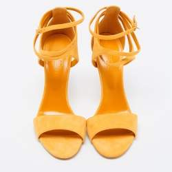 Hermes Alphonso Yellow Suede Cross Ankle Wrap Sandals Size 38