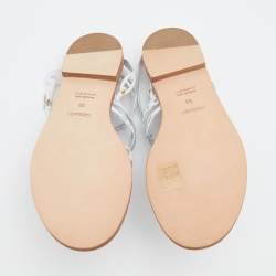 Hermes White Leather Kalliste Ankle Strap Flat Sandals Size 38
