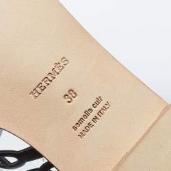 Hermes White Leather Kalliste Ankle Strap Flat Sandals Size 38