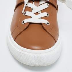 Hermes Tan Leather Day Low-Top Sneakers Size 38.5
