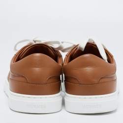Hermes Tan Leather Day Low-Top Sneakers Size 38.5