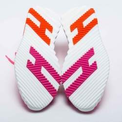 Hermes Pink/Orange Knit Fabric Flex Low Top Sneakers Size 39.5