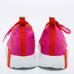 Hermes Pink/Orange Knit Fabric Flex Low Top Sneakers Size 39.5