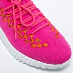 Hermes Pink/Orange Knit Fabric Flex Low Top Sneakers Size 39.5