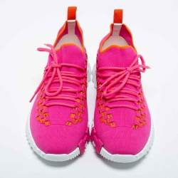 Hermes Pink/Orange Knit Fabric Flex Low Top Sneakers Size 39.5