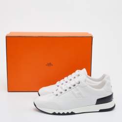 Hermes White Leather Quicker Low Top Sneakers Size 36