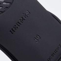Hermes Black Rubber Chaine d'Ancre Thong Flat Slides Size 39
