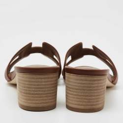 Hermes Brown Leather Oasis Slides Size 41