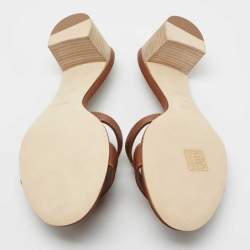 Hermes Brown Leather Oasis Slides Size 41
