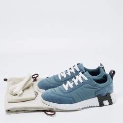 Hermes Blue Neoprene and Suede Bouncing Sneakers Size 37
