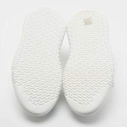 Hermes White Knit Fabric Crew Sneakers Size 39